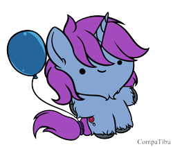 Size: 1407x1193 | Tagged: safe, artist:compatibu, imported from derpibooru, part of a set, oc, oc only, oc:mobian, pony, unicorn, balloon, commission, cute, male, simple background, smol, solo, transparent background, unshorn fetlocks, ych result