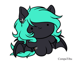 Size: 1407x1193 | Tagged: safe, artist:compatibu, imported from derpibooru, part of a set, oc, oc only, oc:moonlight requiem, bat pony, pony, commission, female, simple background, smol, solo, transparent background, ych result