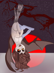 Size: 3558x4788 | Tagged: safe, artist:charlotteartz, imported from derpibooru, oc, oc only, pony, vampire, vampony, behaving like a bat, female, mare, solo