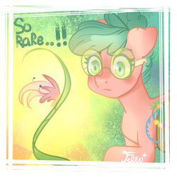 Size: 2000x2000 | Tagged: safe, artist:starfello, imported from derpibooru, oc, oc only, earth pony, pony, earth pony oc, eyelashes, female, flower, glasses, mare, signature, solo, talking