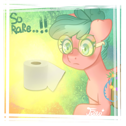 Size: 2000x2000 | Tagged: safe, alternate version, artist:starfello, imported from derpibooru, oc, oc only, earth pony, pony, coronavirus, covid-19, earth pony oc, eyelashes, female, glasses, mare, signature, solo, talking, toilet paper