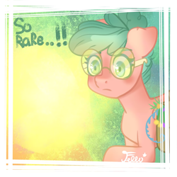 Size: 2000x2000 | Tagged: safe, alternate version, artist:starfello, imported from derpibooru, oc, oc only, earth pony, pony, earth pony oc, eyelashes, female, glasses, mare, signature, solo, talking