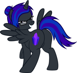 Size: 1162x1094 | Tagged: safe, artist:theeditormlp, imported from derpibooru, oc, oc only, oc:princess daze, alicorn, pony, butt, female, glasses, mare, plot, simple background, solo, transparent background