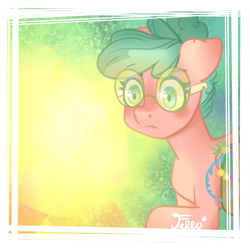 Size: 2000x2000 | Tagged: safe, alternate version, artist:starfello, imported from derpibooru, oc, oc only, earth pony, pony, earth pony oc, eyelashes, female, glasses, mare, signature, solo