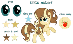 Size: 965x585 | Tagged: safe, artist:starstrucksentry, imported from derpibooru, oc, oc only, oc:apple melody, earth pony, pony, female, mare, reference sheet, simple background, solo, transparent background