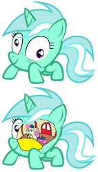 Size: 1160x2036 | Tagged: safe, artist:jargon scott, artist:tardifice, edit, imported from derpibooru, bon bon, lyra heartstrings, sweetie drops, crab pony, pony, car, derp, female, half-life, headcrab, lyrabon, meme, not salmon, shipping, simple background, steering wheel, transparent background, vector, wat, what has science done