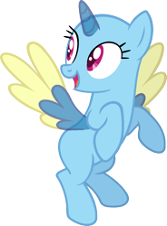 Size: 973x1323 | Tagged: safe, artist:pegasski, imported from derpibooru, oc, oc only, alicorn, pony, rainbow falls, alicorn oc, bald, base, eyelashes, grin, horn, looking back, open mouth, rearing, simple background, smiling, solo, transparent background, two toned wings, underhoof, wings