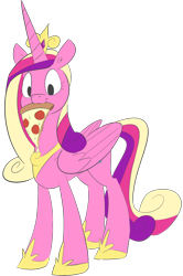 Size: 1649x2486 | Tagged: safe, artist:mogg, princess cadance, alicorn, featured image, mare, peetzer, pizza, ponies eating meat, regalia, solo, transparent background