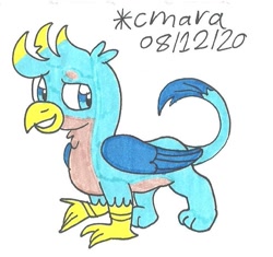 Size: 716x673 | Tagged: safe, artist:cmara, imported from derpibooru, gallus, griffon, grin, male, simple background, smiling, solo, traditional art, white background