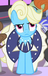 Size: 178x278 | Tagged: safe, imported from derpibooru, screencap, eclair créme, jangles, earth pony, pony, sweet and elite, clothes, dress, female, jewelry, mare, necklace, pearl necklace