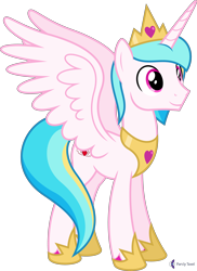 Size: 4000x5495 | Tagged: safe, artist:parclytaxel, imported from derpibooru, oc, oc only, oc:prince endearment, alicorn, pony, .svg available, absurd resolution, alicorn oc, commission, crown, hoof shoes, horn, jewelry, male, peytral, regalia, simple background, smiling, solo, spread wings, stallion, transparent background, vector, wings