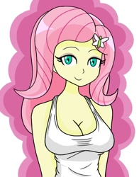 Size: 431x551 | Tagged: safe, artist:handgunboi, imported from derpibooru, fluttershy, equestria girls, adorasexy, breasts, busty fluttershy, cleavage, clothes, cute, female, sexy, solo, tanktop