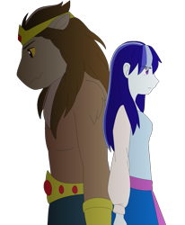 Size: 1463x1777 | Tagged: safe, artist:fantasygerard2000, imported from derpibooru, majesty, scorpan, anthro, gargoyle, human, clothes, crown, dress, female, headcanon, humanized, jewelry, king scorpan, male, queen majesty, regalia, simple background, transparent background