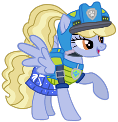 Size: 1004x1038 | Tagged: safe, artist:徐詩珮, imported from derpibooru, blancmange, pegasus, pony, series:sprglitemplight diary, series:sprglitemplight life jacket days, series:springshadowdrops diary, series:springshadowdrops life jacket days, base used, dino rescue, female, mare, paw patrol, raised hoof, rex (paw patrol), simple background, solo, transparent background