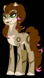 Size: 731x1280 | Tagged: safe, artist:happyanthro, imported from derpibooru, oc, oc only, oc:lizzy, earth pony, pony, bedroom eyes, black background, digital art, female, mare, ponified, simple background, solo, tail