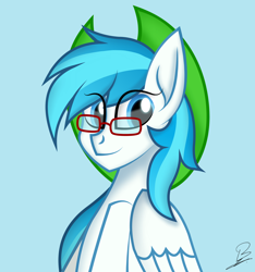 Size: 3000x3200 | Tagged: safe, artist:aorkamon, artist:benzayngcup, imported from derpibooru, oc, oc only, pegasus, pony, blue background, cowboy hat, glasses, hat, simple background, solo