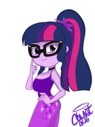 Size: 512x680 | Tagged: safe, artist:comet0ne, imported from derpibooru, sci-twi, twilight sparkle, equestria girls, breasts, busty sci-twi, busty twilight sparkle, clothes, female, leggings, simple background, solo, white background