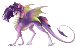 Size: 3603x2367 | Tagged: safe, artist:monogy, imported from derpibooru, spike, twilight sparkle, alicorn, dracony, dragon, hybrid, pony, female, fusion, simple background, solo, transparent background, twilight sparkle (alicorn)