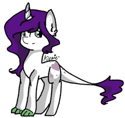 Size: 500x471 | Tagged: safe, artist:xxanniebluexx, imported from derpibooru, oc, oc only, oc:bella di lee, dracony, hybrid, pony, unicorn, blank flank, claws, female, horn, interspecies offspring, mare, offspring, parent:rarity, parent:spike, parents:sparity, simple background, solo, unicorn oc, white background