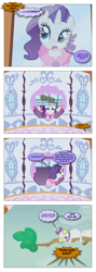 Size: 868x2428 | Tagged: safe, artist:dziadek1990, edit, edited screencap, imported from derpibooru, screencap, opalescence, rarity, cat, dog, unicorn, season 1, suited for success, angry, barking, bathrobe, bed mane, carousel boutique, clothes, comic, conversation, dialogue, garfield, morning ponies, robe, scared, screencap comic, slice of life, text, thought bubble, tree, window