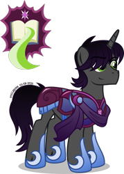 Size: 1303x1824 | Tagged: safe, artist:stellardusk, imported from derpibooru, shadow lock, pony, unicorn, alternate universe, armor, cutie mark, male, royal guard armor, simple background, smiling, solo, stallion, transparent background