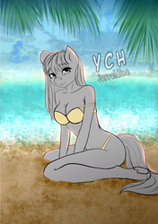 Size: 1392x1972 | Tagged: safe, imported from derpibooru, anthro, beach, bikini, clothes, commission, furry, summer, swimsuit, your character here