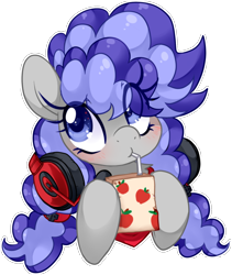 Size: 1296x1532 | Tagged: safe, alternate version, artist:loyaldis, imported from derpibooru, oc, oc only, oc:cinnabyte, pony, adorkable, bandana, blushing, cinnabetes, commission, cute, dork, female, gaming headset, headphones, headset, juice, juice box, mare, simple background, smiling, solo, transparent background, ych result, your character here