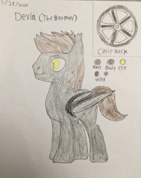 Size: 1488x1872 | Tagged: artist needed, safe, imported from derpibooru, oc, oc only, oc:devin, bat pony, pony, reference sheet, solo, traditional art