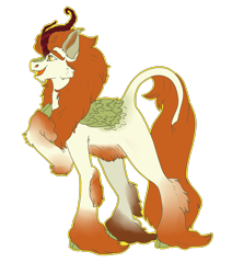 Size: 3900x4600 | Tagged: safe, artist:sashakruchkinatv, imported from derpibooru, autumn blaze, kirin, female, mare, raised hoof, redesign, simple background, slit pupils, smiling, solo, transparent background, unshorn fetlocks