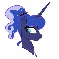 Size: 2048x2048 | Tagged: safe, artist:chelseawest, imported from derpibooru, princess luna, pony, bust, female, high res, older, petalverse, ponytail, portrait, simple background, solo, transparent background