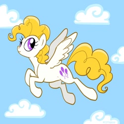 Size: 1280x1280 | Tagged: safe, artist:pfeffaroo, imported from derpibooru, surprise, pegasus, pony, cloud, female, flying, mare, solo