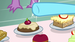 Size: 1920x1080 | Tagged: safe, imported from derpibooru, screencap, cup cake, spike, dragon, the big mac question, apple, dessert, food, winged spike, wings