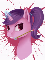 Size: 3543x4724 | Tagged: safe, artist:lin feng, imported from derpibooru, oc, oc only, oc:lin feng, pony, unicorn, brush, simple background, solo, white background