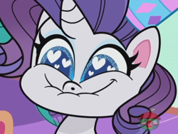 Size: 932x700 | Tagged: safe, imported from derpibooru, screencap, rarity, pony, don't look a .gif horse in the mouth, my little pony: pony life, spoiler:pony life s01e31, faic, female, g4.5, heart eyes, lip bite, solo, treehouse logo, wingding eyes