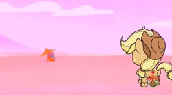 Size: 915x509 | Tagged: safe, imported from derpibooru, screencap, applejack, pinkie pie, pony, don't look a .gif horse in the mouth, my little pony: pony life, spoiler:pony life s01e31, butt, female, g4.5, mare, plot, treehouse logo