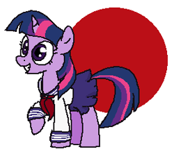 Size: 278x244 | Tagged: safe, anonymous artist, artist:kleyime, imported from derpibooru, twilight sparkle, pony, unicorn, /mlp/, clothes, drawthread, female, japan, raised hoof, sailor uniform, school uniform, solo, unicorn twilight, uniform