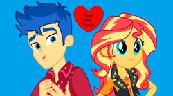 Size: 1280x710 | Tagged: safe, artist:starman1999, imported from derpibooru, flash sentry, sunset shimmer, equestria girls, female, flashimmer, male, shipping, straight