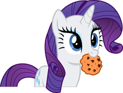 Size: 2911x2192 | Tagged: safe, artist:anime-equestria, imported from derpibooru, rarity, pony, unicorn, chocolate chip cookie, chocolate chip cookies, cookie, cute, female, food, happy, horn, mare, mouth hold, nom, raribetes, simple background, solo, transparent background, vector