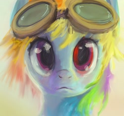 Size: 1909x1795 | Tagged: safe, artist:mandumustbasukanemen, imported from derpibooru, rainbow dash, pegasus, pony, bust, female, front view, full face view, goggles, looking at you, mare, portrait, solo