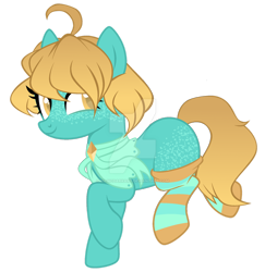 Size: 1280x1316 | Tagged: safe, artist:magicdarkart, imported from derpibooru, oc, earth pony, pony, clothes, deviantart watermark, female, mare, obtrusive watermark, simple background, socks, solo, striped socks, transparent background, watermark