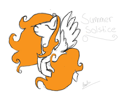 Size: 2738x2190 | Tagged: safe, artist:googlybear98, imported from derpibooru, oc, oc only, oc:summer solstice, pegasus, pony, eyes closed, orange mane, pegasus oc, solo, wings