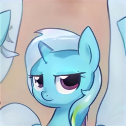 Size: 1024x1024 | Tagged: safe, artist:thisponydoesnotexist, imported from derpibooru, pony, ai content, ai generated, ambiguous pony type, bust, confident, female, generator:thisponydoesnotexist, mare, neural network, not trixie, portrait, smiling, smirk, solo