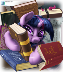 Size: 2700x3100 | Tagged: safe, artist:awalex, imported from derpibooru, twilight sparkle, pony, adorkable, book, cute, dork, female, harry potter, harry potter (series), harry potter and the chamber of secrets, high res, jerry mouse, mare, smiling, solo, tentacles, that pony sure does love books, the elder scrolls, the lusty argonian maid, tom and jerry, tom cat, twiabetes