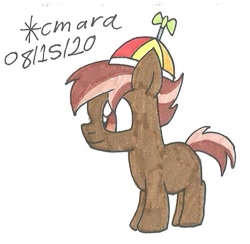 Size: 661x645 | Tagged: safe, artist:cmara, imported from derpibooru, button mash, earth pony, pony, blank flank, colt, hat, male, missing cutie mark, propeller hat, simple background, solo, traditional art, white background