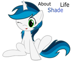 Size: 900x775 | Tagged: safe, artist:bronyxceed, imported from derpibooru, oc, oc only, oc:shadey, pony, unicorn, horn, one eye closed, simple background, sitting, solo, transparent background, unicorn oc, wink