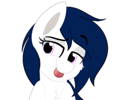 Size: 800x650 | Tagged: source needed, safe, artist:sassysvczka, artist:thegamblehorse, deleted from derpibooru, oc, oc only, oc:sassysvczka, pegasus, pony, art theft, avatar, chest fluff, cute, cute face, ears up, looking back, mane, pegasus oc, simple background, solo, tongue out, trace, transparent background