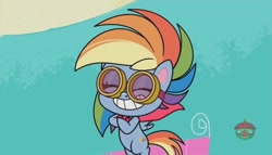 Size: 1629x929 | Tagged: safe, imported from derpibooru, screencap, rainbow dash, pegasus, pony, my little pony: pony life, the mysterious voice, spoiler:pony life s01e33, danger dash, female, g4.5, goggles, solo