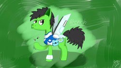 Size: 1920x1080 | Tagged: safe, artist:matyas451, imported from derpibooru, oc, oc only, oc:wrench, earth pony, pony, artificial wings, augmented, digital art, male, screws, solo, wings