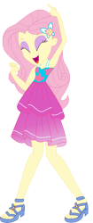 Size: 2705x6448 | Tagged: safe, artist:marcorois, artist:marcorulezzz, imported from derpibooru, fluttershy, equestria girls, equestria girls series, i'm on a yacht, spring breakdown, spoiler:eqg series (season 2), absurd resolution, armpits, bare shoulders, beautiful, clothes, cute, dancing, dress, dress interior, eyes closed, eyeshadow, feet, female, hairpin, makeup, open mouth, sandals, shyabetes, simple background, singing, sleeveless, sleeveless dress, solo, transparent background, vector