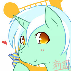 Size: 250x250 | Tagged: safe, artist:dieva4130, artist:diva-c3, imported from derpibooru, lyra heartstrings, pony, unicorn, avatar, candy, colored pupils, female, floating heart, food, heart, implied lesbian, implied lyrabon, implied shipping, mare, solo